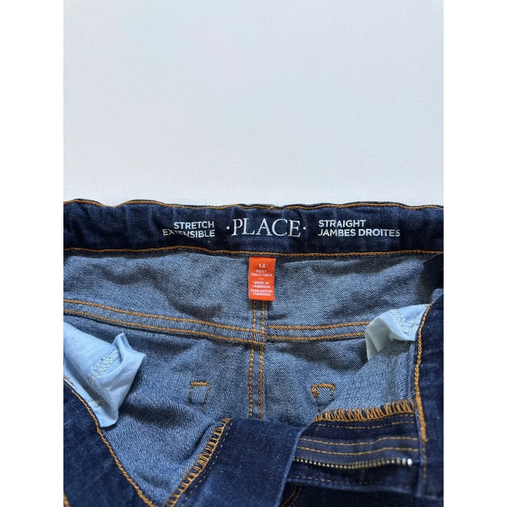 The Childrens Place Boys 14 Husky Straight Leg Jeans Dark Wash Stretch